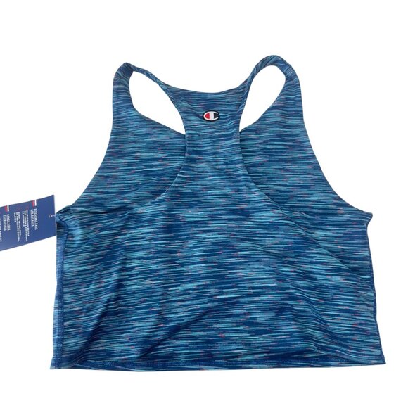 Champion Womens Authentic Athleisure Racerback Crop Tank Top Blue Multicolor - Picture 10 of 15